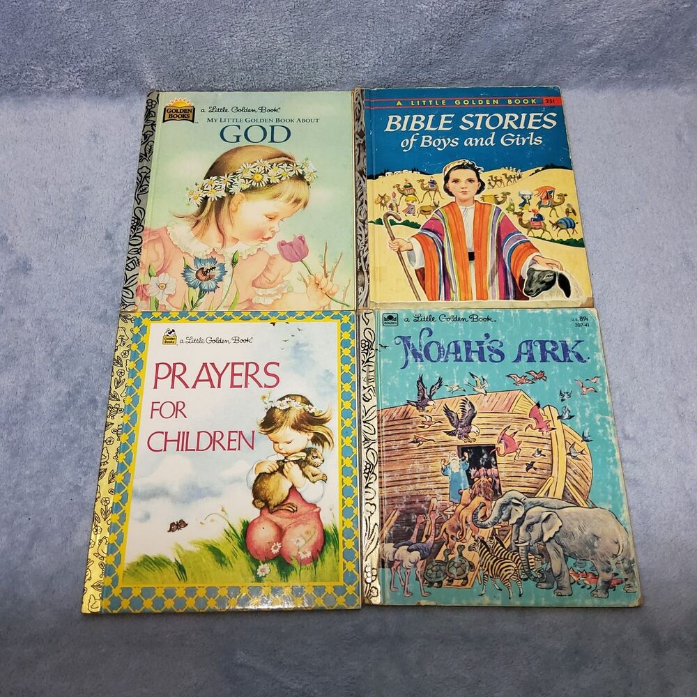 Vintage Religious Little Golden Books Lot (4) Bible Stories Noah's Ark God Praye